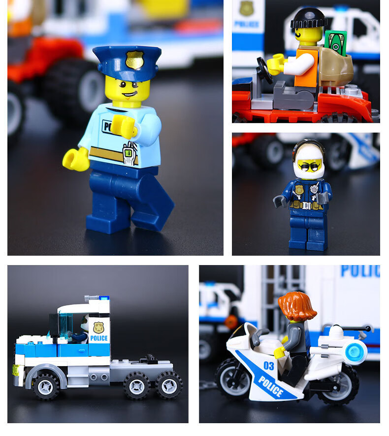 【官方旗舰】乐高(lego)警察局积木城市组系列同款小颗粒拼装监狱城市