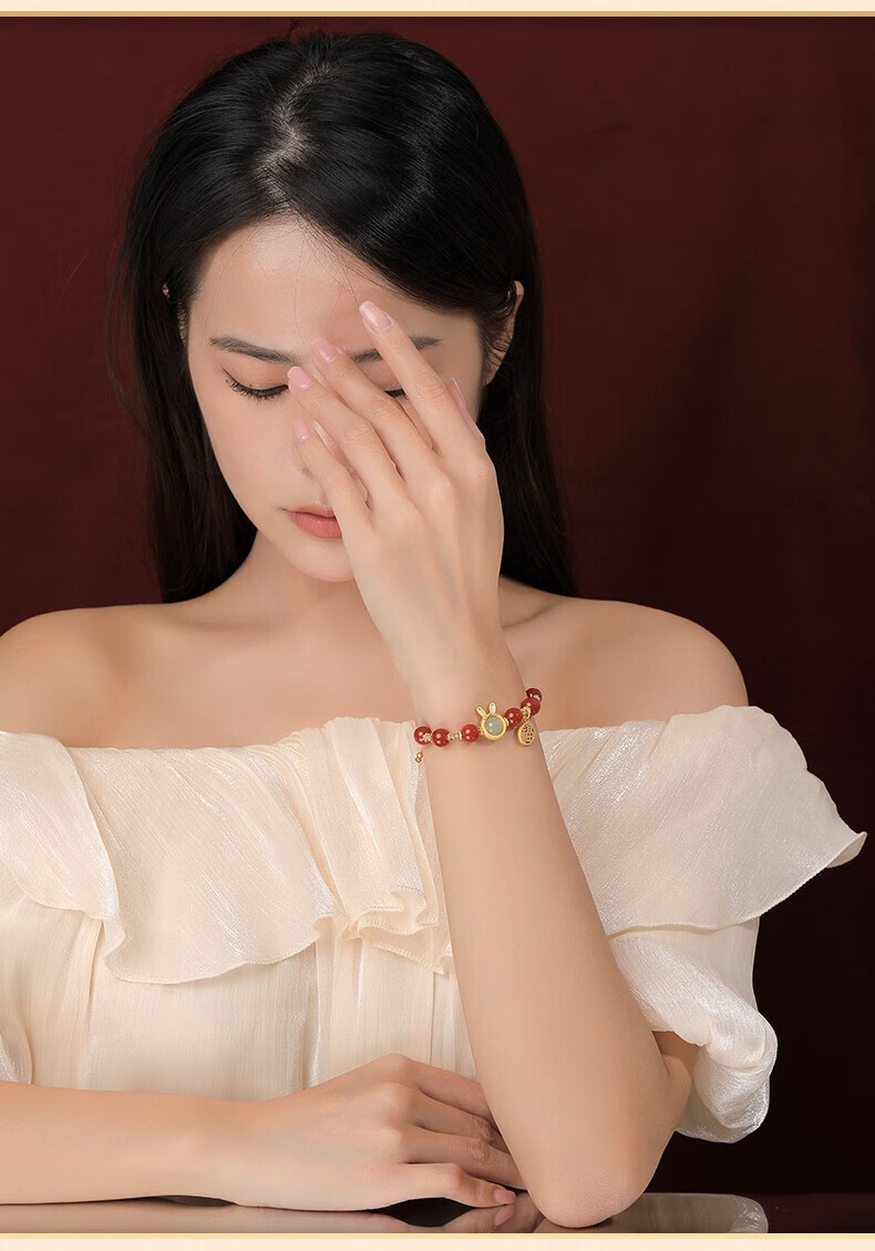 月石缘和田玉手链女生轻奢小众设计感红玛瑙编制手绳手饰品生日礼物送