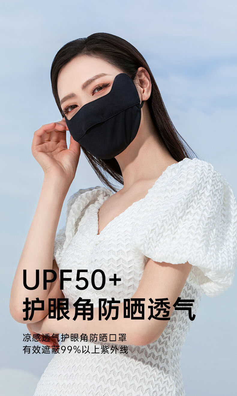 富贵鸟防晒面罩冰丝防晒口罩女男高颜值夏季透气全脸护眼角薄款保暖