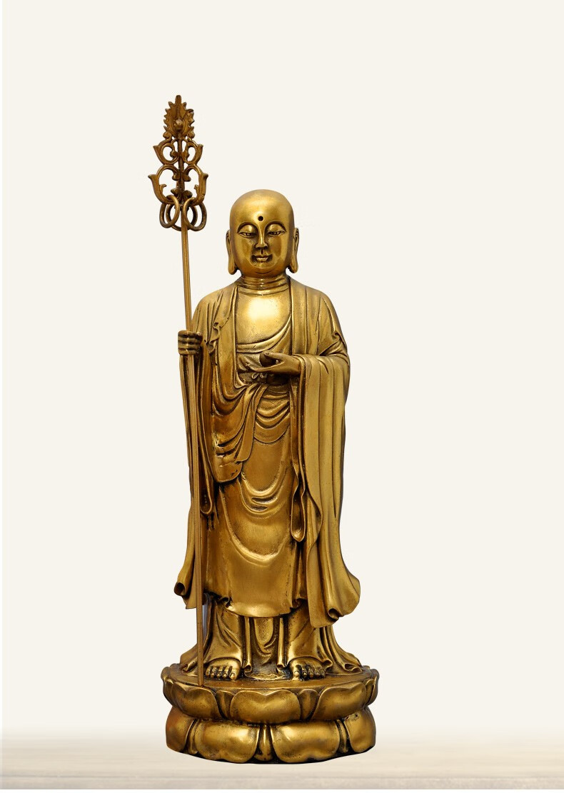 礼亿源全铜站立地藏王菩萨佛像摆件九华山地藏王菩萨佛教家居客厅佛堂