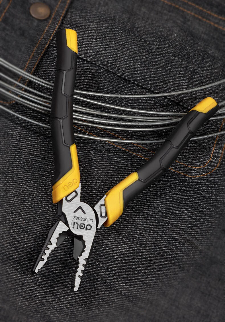 得力deli省力型老虎钳钢丝钳钢丝钳子工业级多功能平口钳剪线钳电工钳