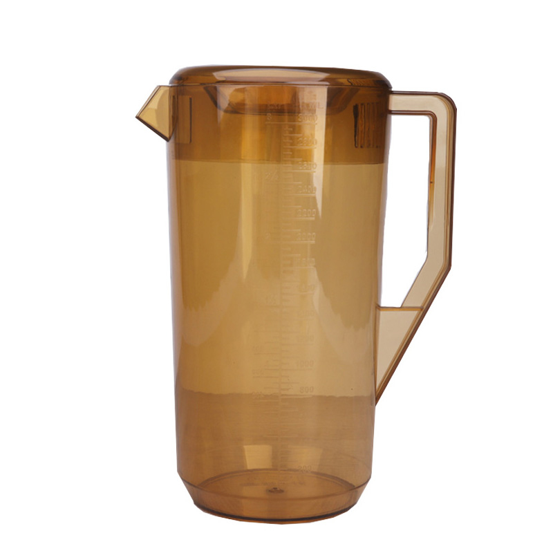 订定制亚克力冷水壶大容量奶茶店耐高温茶水壶泡茶桶带盖刻度量杯茶色