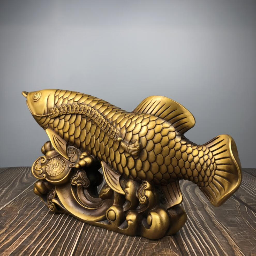纯铜金龙鱼摆件年年有余龙门鸿运当头客厅办公室乔迁