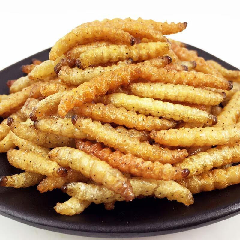 油炸竹虫云南傣族美食竹香虫舌尖上的美食即食竹虫山珍美味 原味淡盐