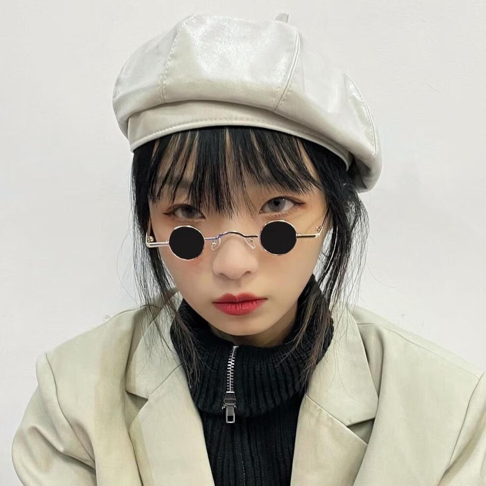 喜圣多新品迷你小眼镜男超小框圆形复古墨镜蹦迪款迷你小圆框太子镜