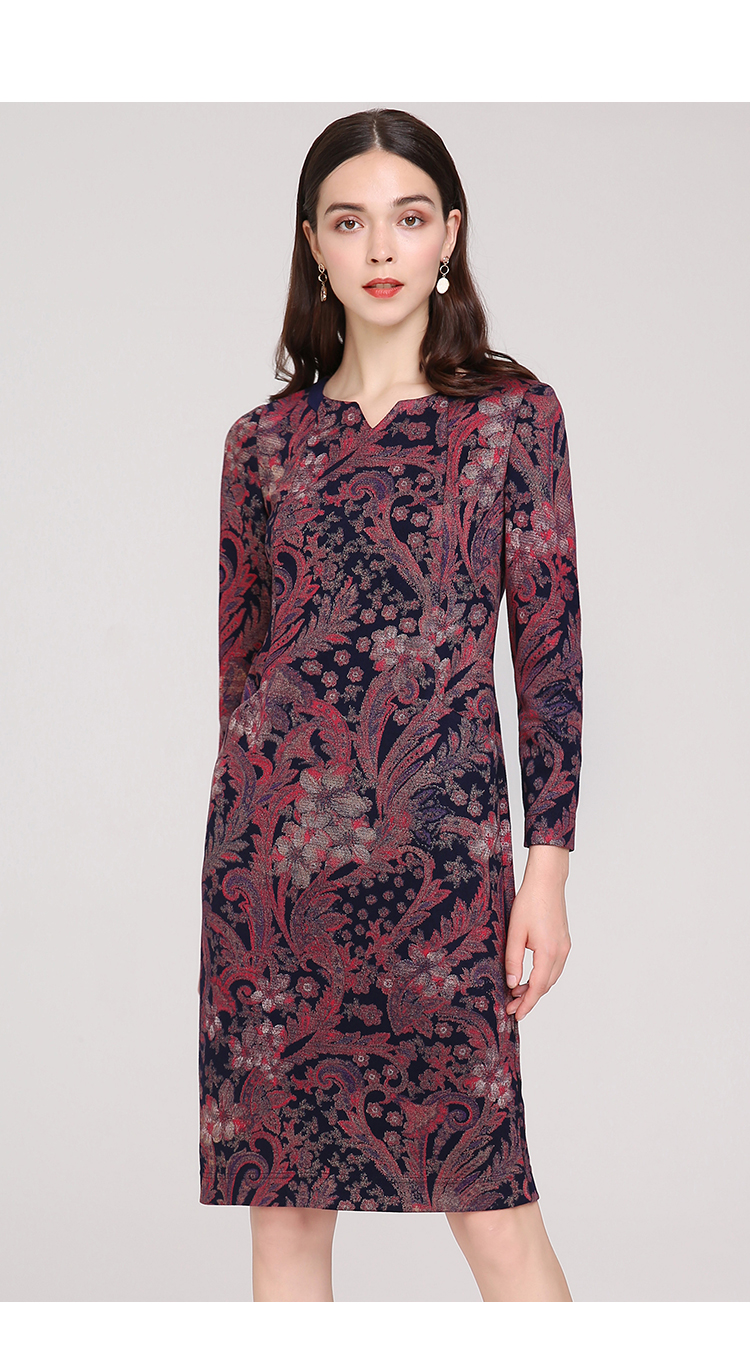 妙采旗舰店四五十岁中年妈妈连衣裙秋季新款时尚减龄中长款裙子花色m