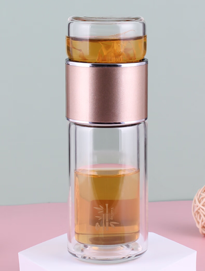 2022新品金力水晶玻璃杯金力茶水分离泡茶杯双层隔热男玻璃杯花茶女