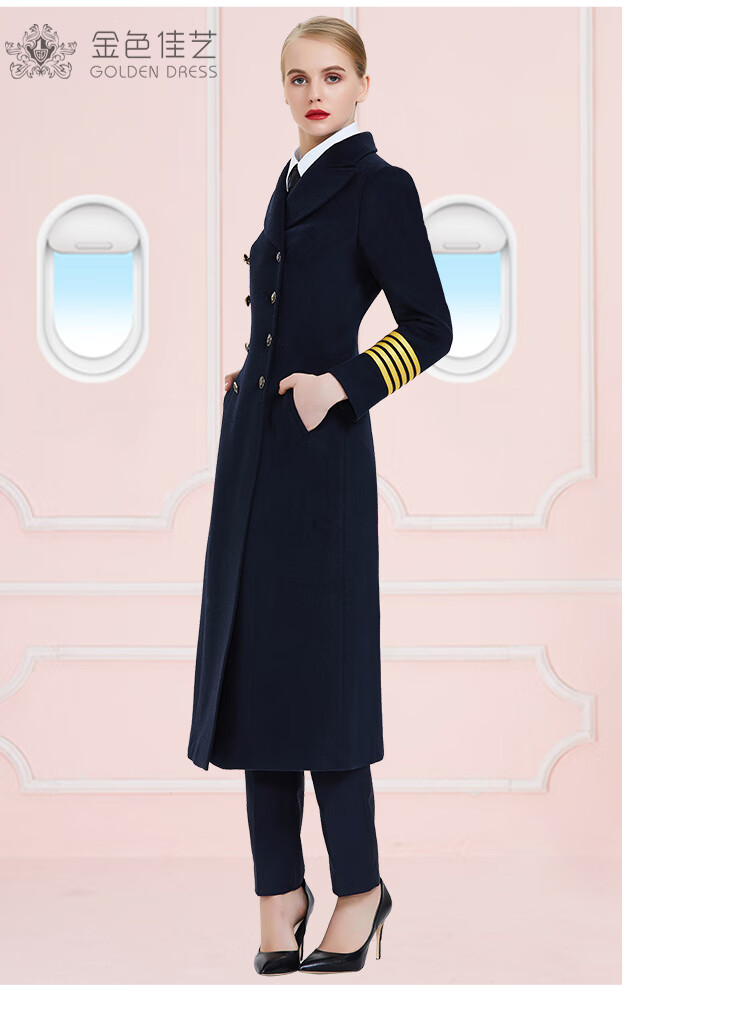 【空姐冬装大衣】空姐毛呢大衣女机长大气2020年新款职业呢子风衣工作