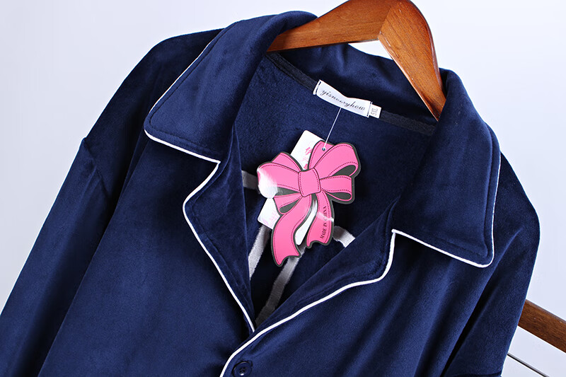 睡衣胖子特大码长袖开衫套装加厚宽松300斤男士家居服w 深蓝色 不绣花