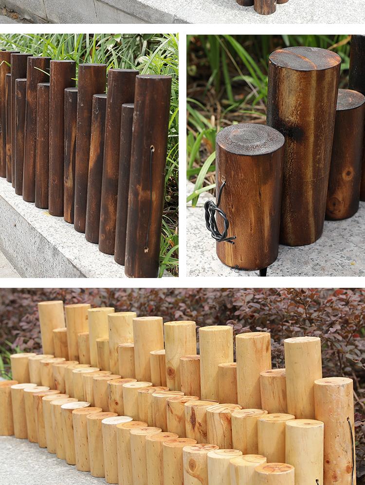 户外花园腐木栅栏庭院小木桩围栏篱笆隔断阳台装饰树桩实木摆件黑色