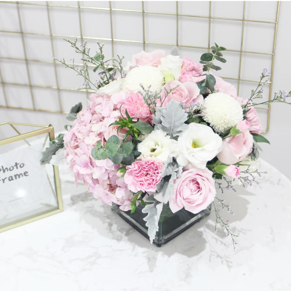 上海鲜花同城速递会议桌花宴会婚礼桌花小方杯桌花全国速递北京广州