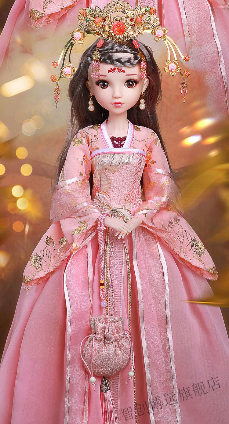芭比娃娃大号成人 爱沙公主洋娃娃毛绒玩具60厘米古装汉服玩偶套装