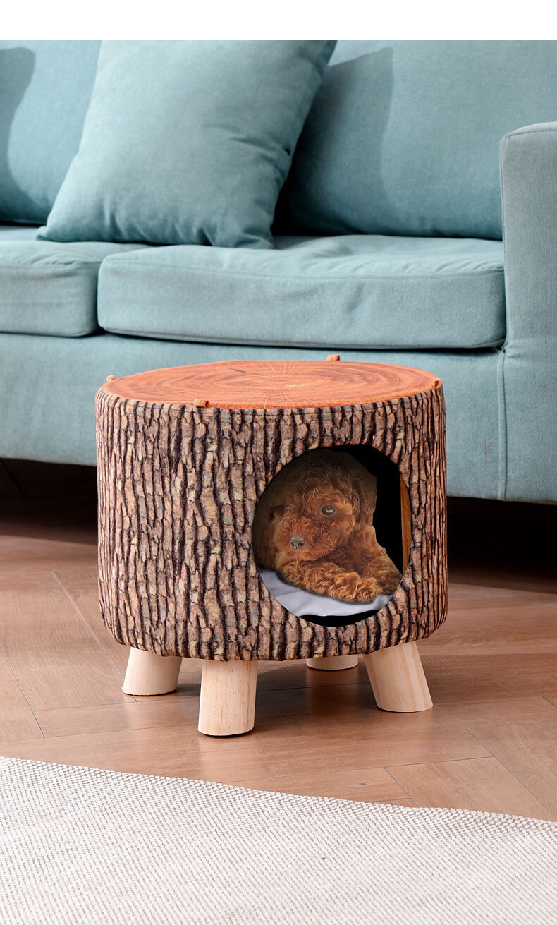 悦海翔实木猫窝封闭式凳子人猫共用猫咪用品小幼猫屋房子四季通用冬