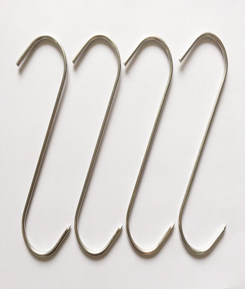 不锈钢肉钩腊肉钩子s型挂肉勾子挂香肠烤鸡烤鸭304不锈钢多用钩 10支