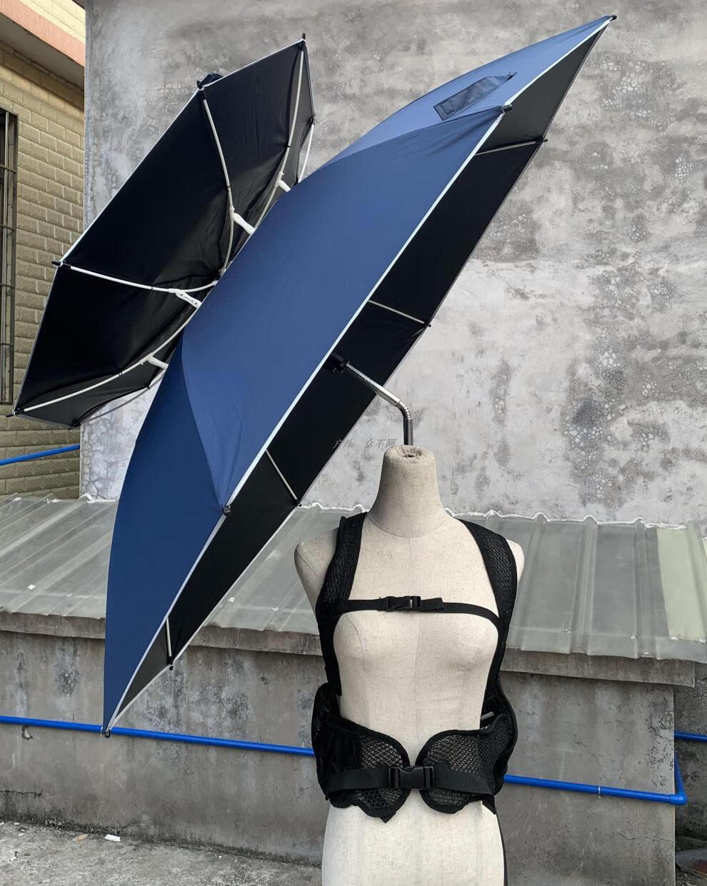 不用手拿的伞 免持背包摄影伞超大遮阳采茶伞可背式懒人伞防紫外透气