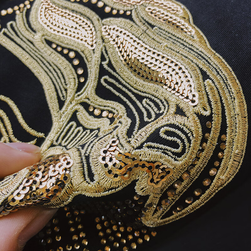 轻奢品质潮牌欧美潮牌双丝光棉烫钻刺绣男士夏季新款修身短袖t恤衣