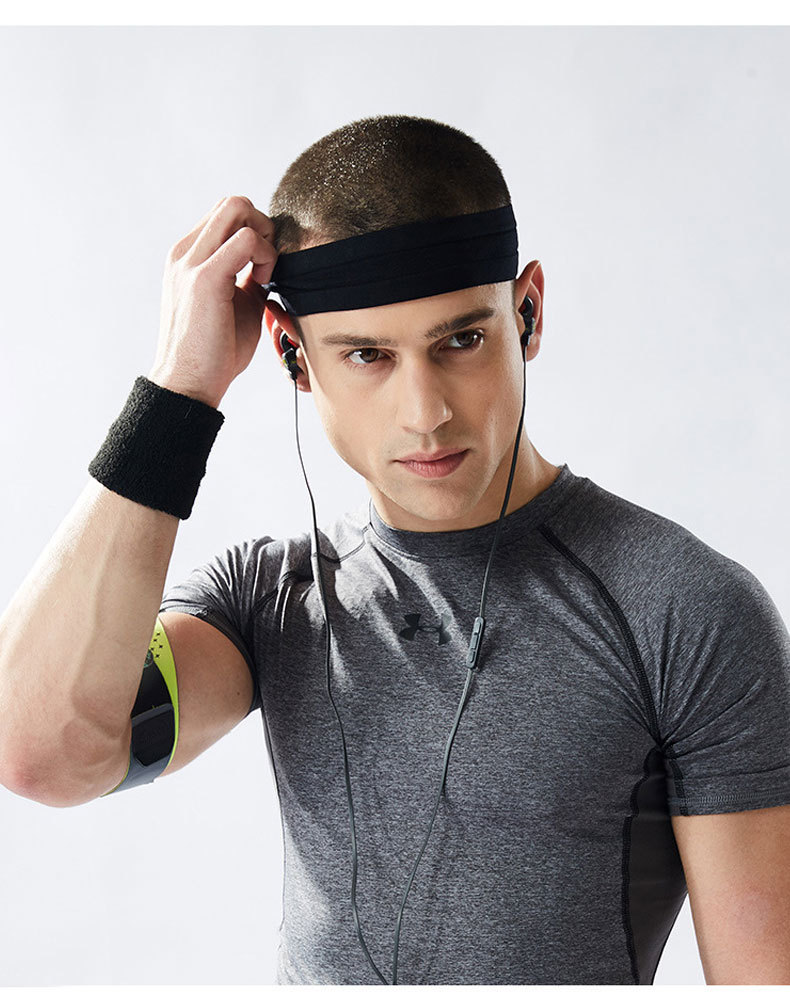 维能健身运动发带慢跑吸汗带单色硅胶防滑止汗头带运动头巾黑色