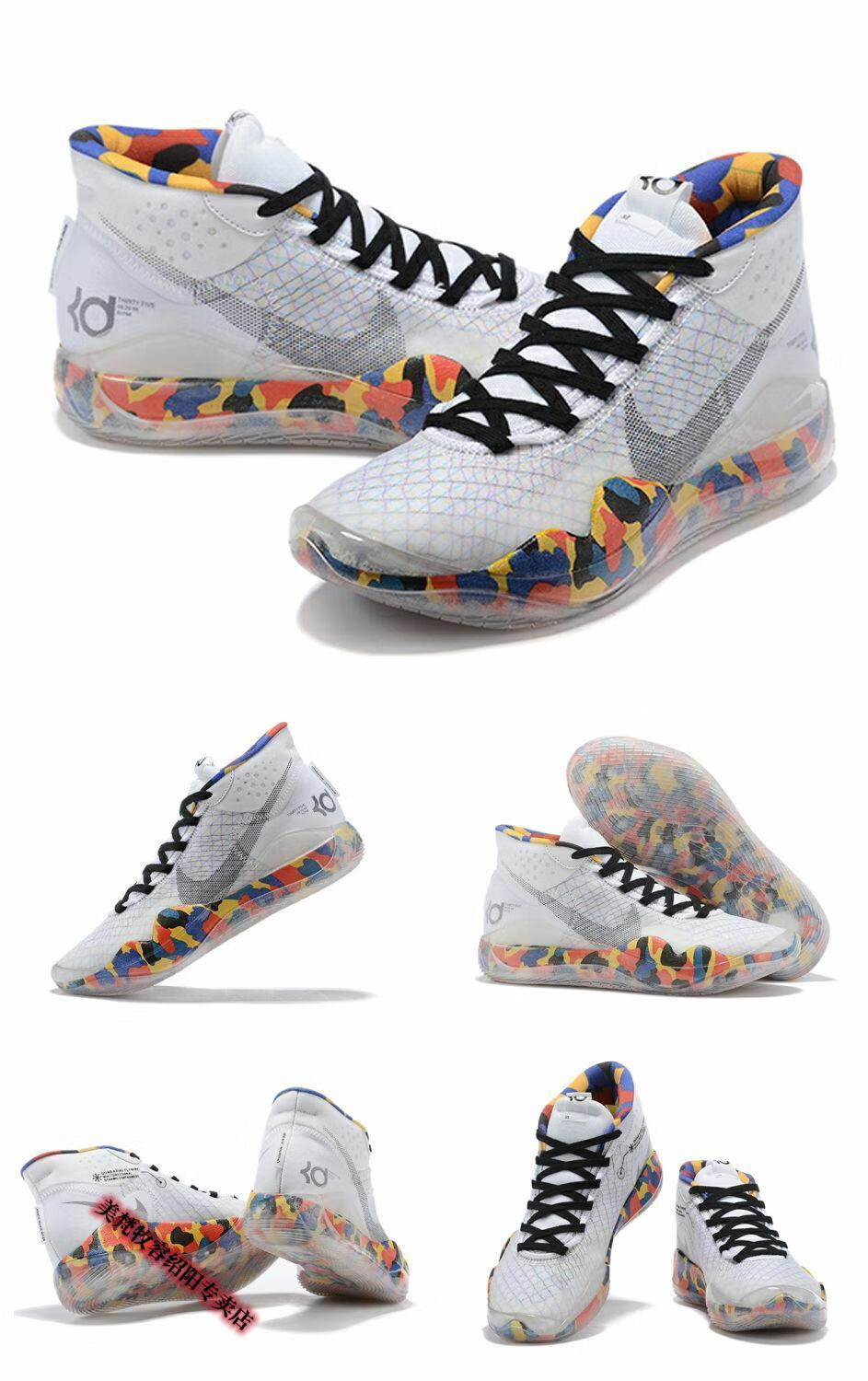 杜兰特12代 kd12黑白实战篮球鞋男学生黑水泥糖果癌 时尚配色 40