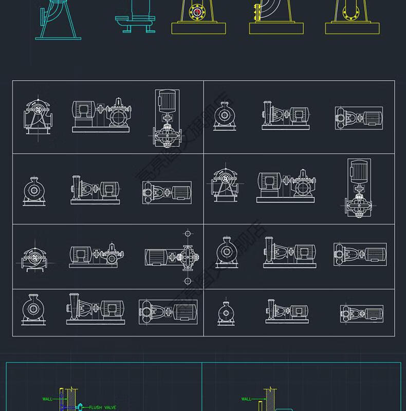卫浴设备消防供水工程水泵设备配件零件水利cad图纸