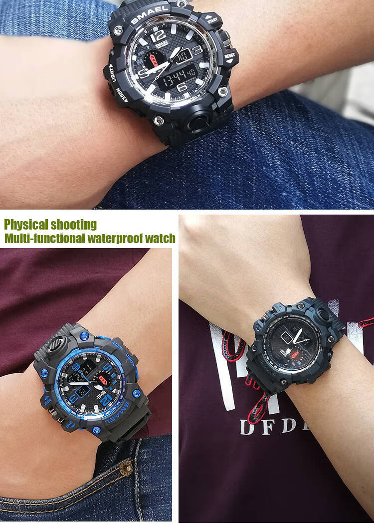 casio卡西欧大表盘防水电子表战狼多功能运动电子手表男中学生韩版