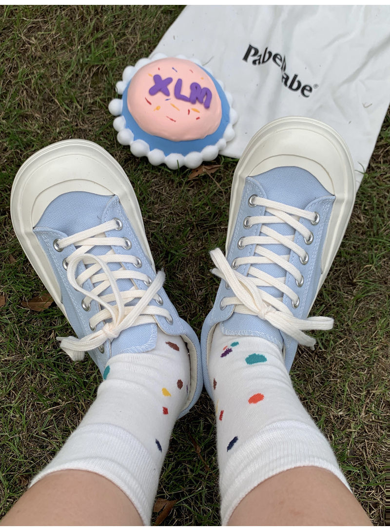 软底大头鞋踩屎感大头国潮学生百搭鞋子女学院暖色丑萌厚底帆布鞋女 w