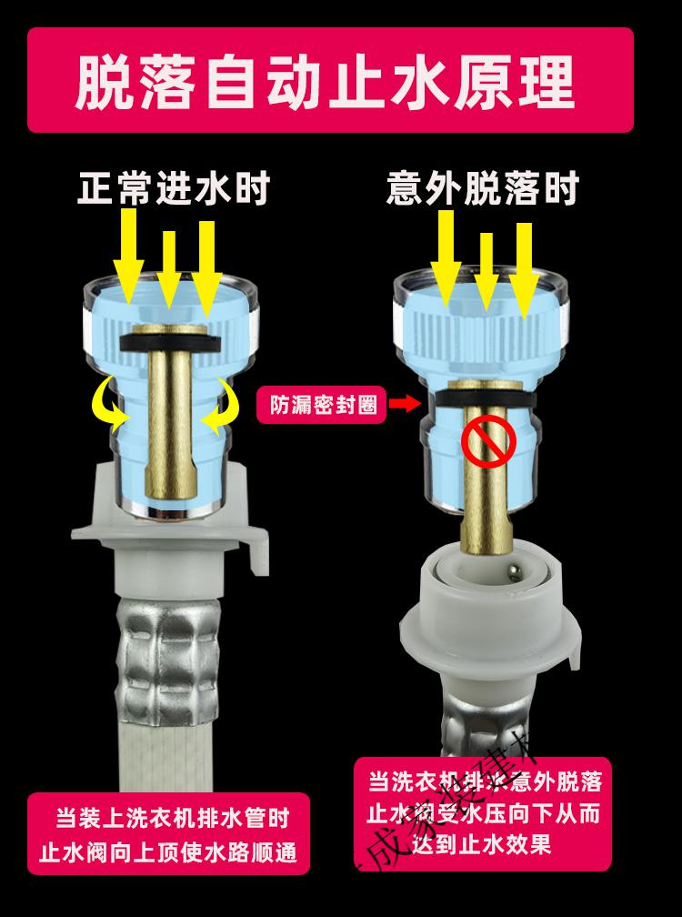 全自动洗衣机专用水龙头接头水嘴止逆阀脱落自动止水阀防脱落跑水