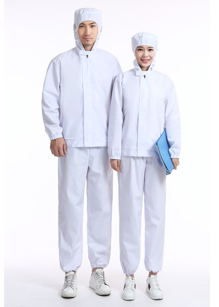 食品厂工作服套装秋冬工厂工衣连帽分体车间长袖吸汗男女 白色 s