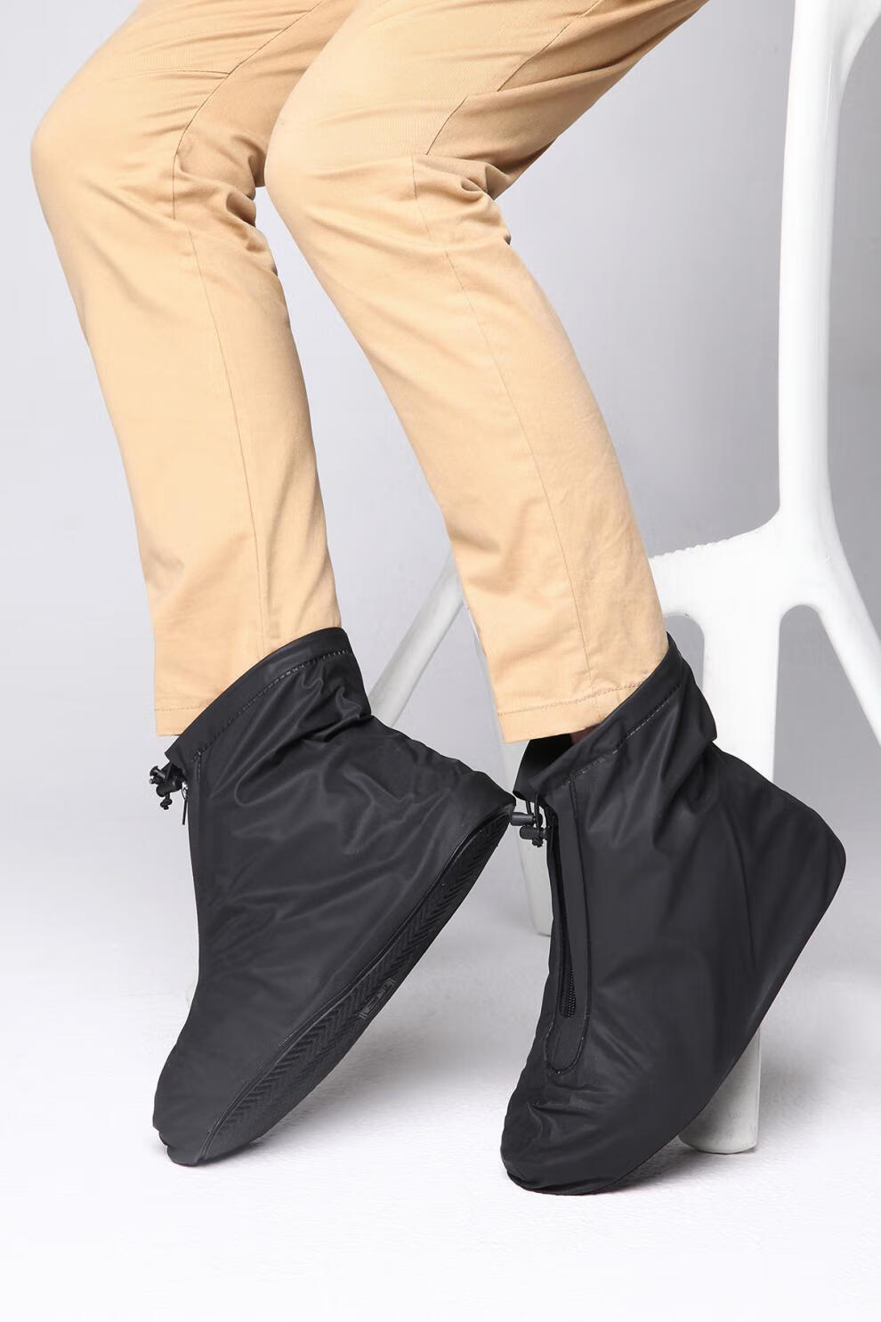 防雨鞋套 男女防水鞋套加厚防滑耐磨摩托车雨靴套 515白色xl码