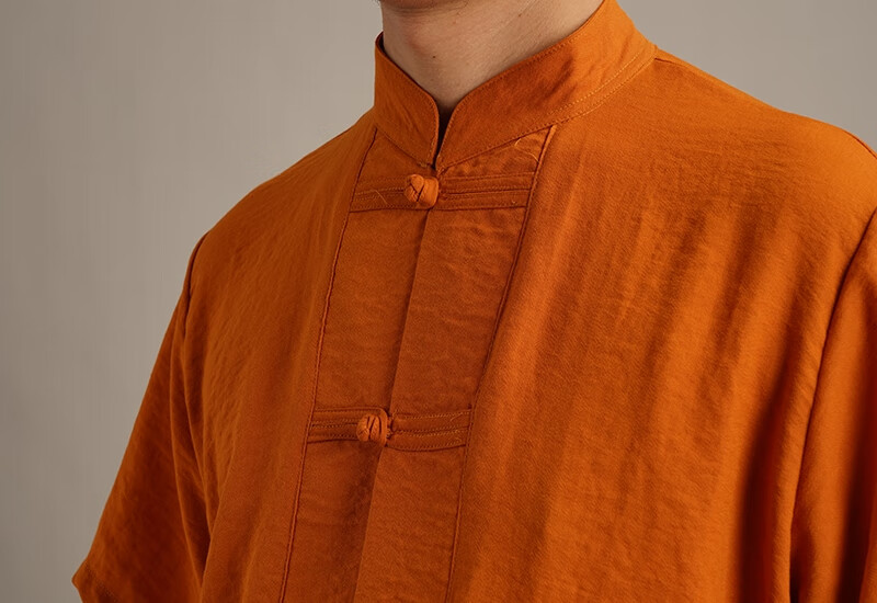 僧服居士服僧装西藏短袖藏式僧衣藏族上衣藏传佛教男i25橘橙色短袖m
