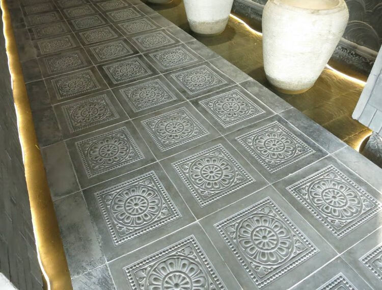 砖雕浮雕中式建材仿古砖青砖地面砖户外花园地砖庭院如意莲 缎纹青石