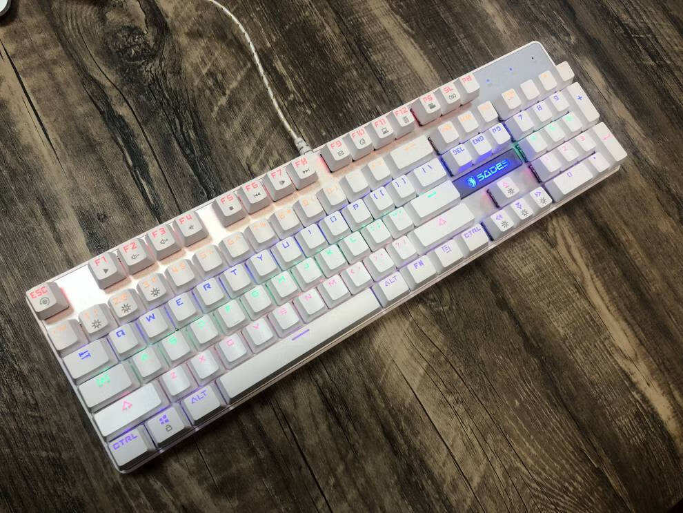 【品质保证】烽影粉色彩色键帽机械键盘rgb高特插拔轴青轴茶轴红轴104