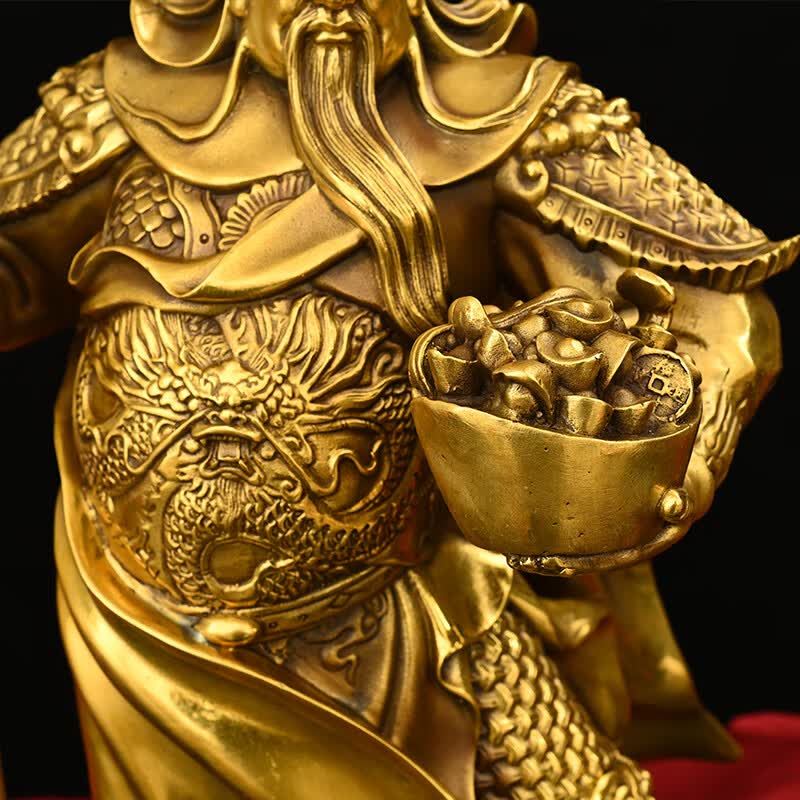 木卫 纯铜武财神九龙关公背插五旗摆件家居客厅玄关酒柜装饰品公司