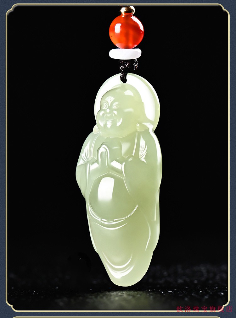 和田玉弥勒佛玉坠真品玉石女士玉佛玉吊坠笑佛玉挂件玉器玉佩带证歆洛