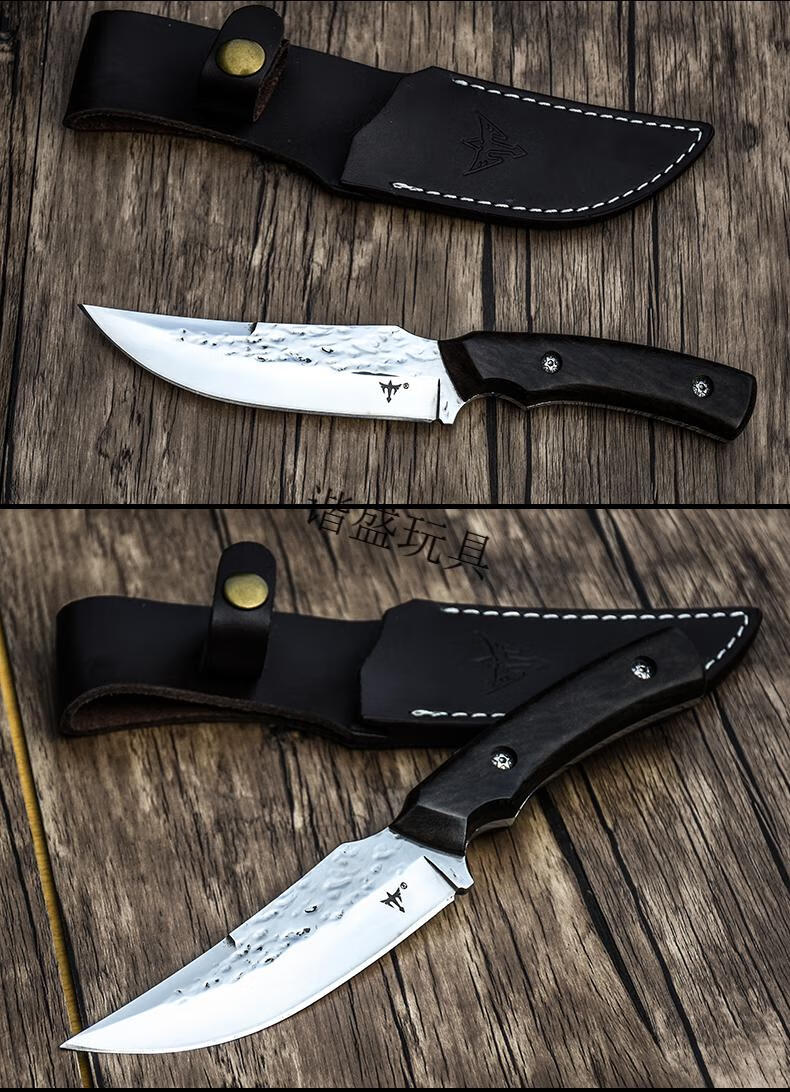 户外直刀手工锻打小刀随身刀具防身战术野外生存军工刀自营夺猎镜面款