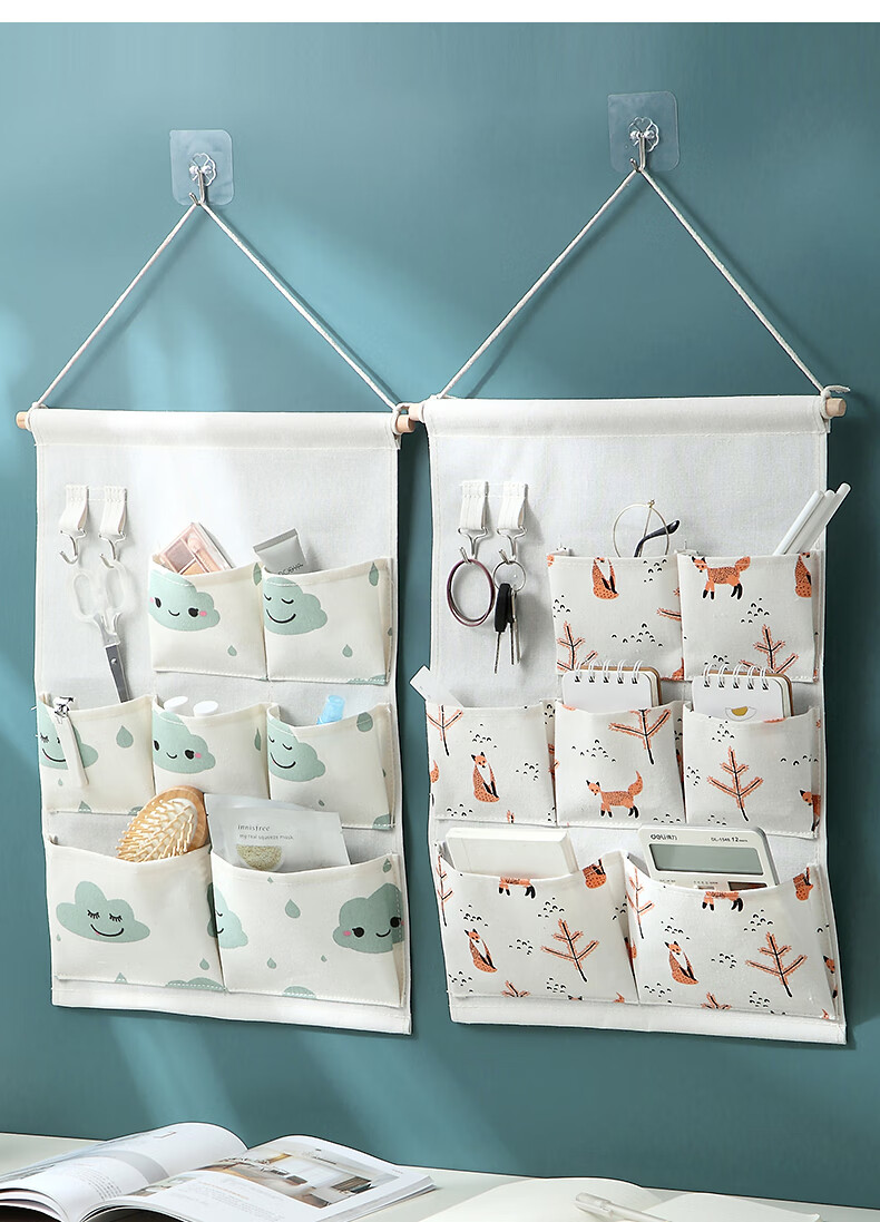 挂墙收纳袋挂袋墙挂式门后墙上神器壁挂储物袋子小布袋布艺笑脸云朵5