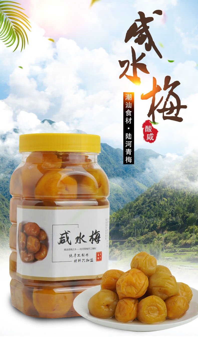 咸水梅咸酸梅潮汕特产咸梅广西酸梅子腌制青梅酸梅酱酸梅汁青竹梅咸水