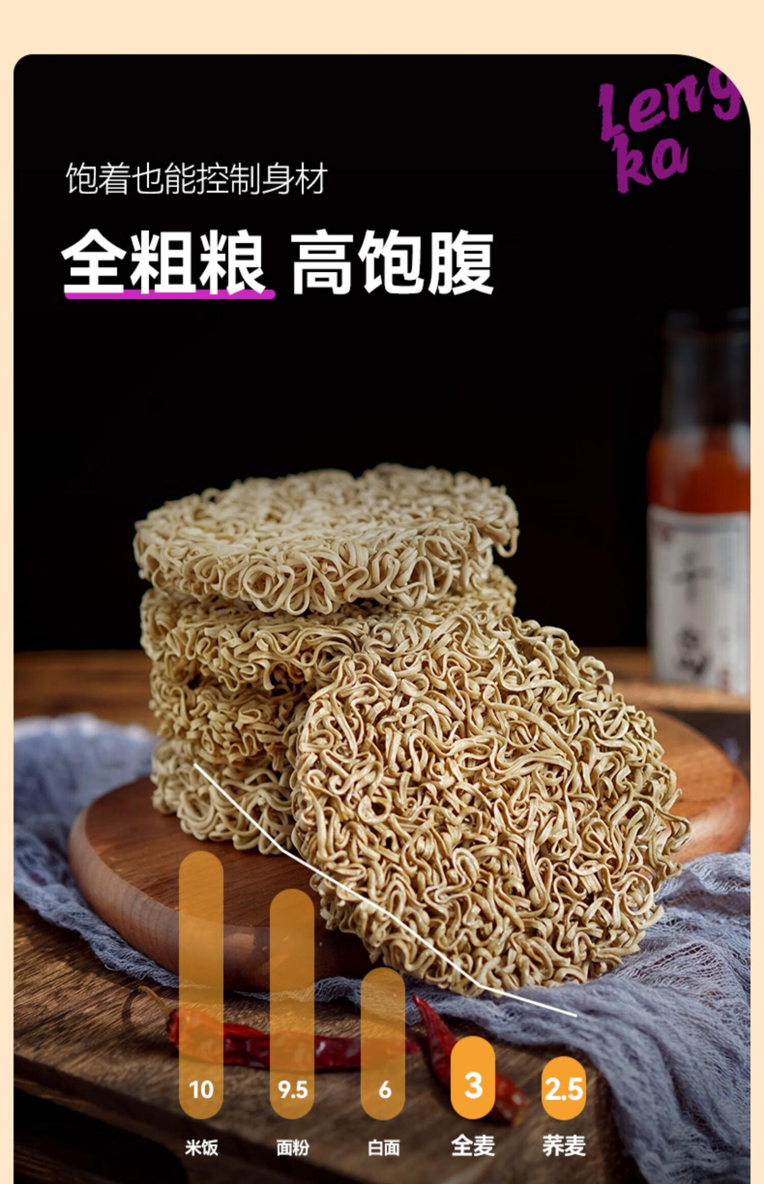 糖精全麦黑芥麦面带调料包葱油拌面方便面 【0脂/非油炸】荞麦面*35包