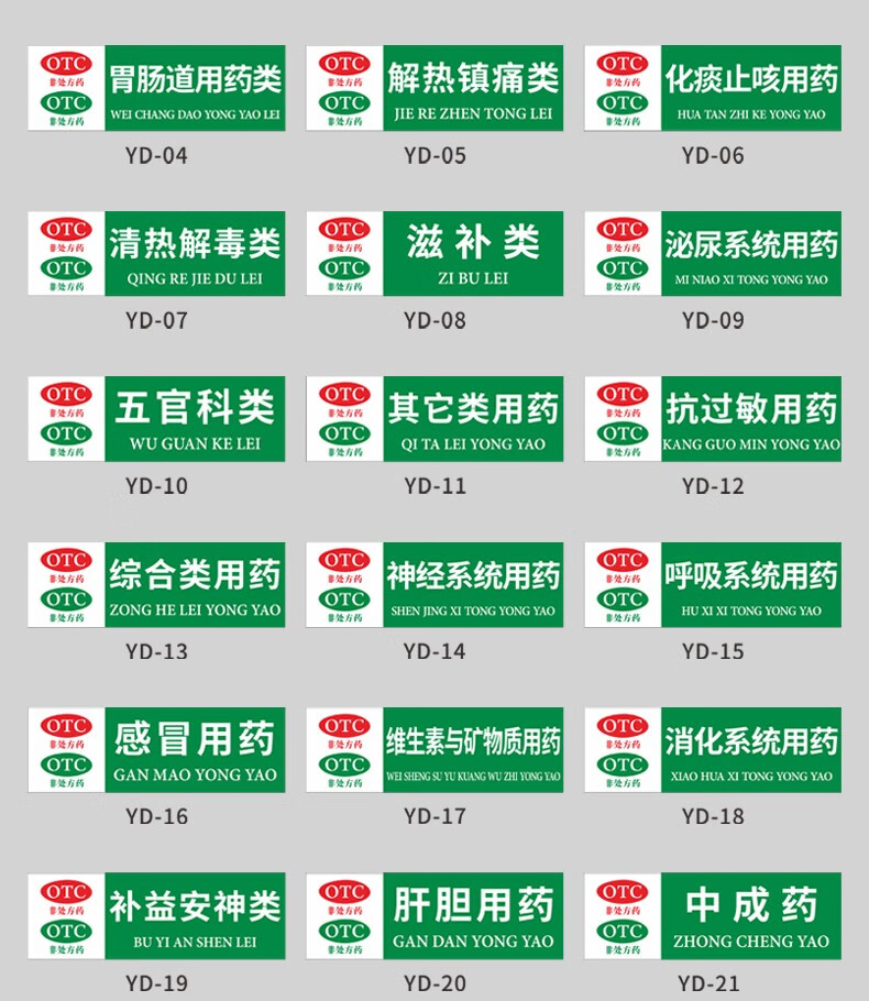 药品标识药店分类标识牌全套医院药房gsp认证食品标识牌标牌柜台贴纸