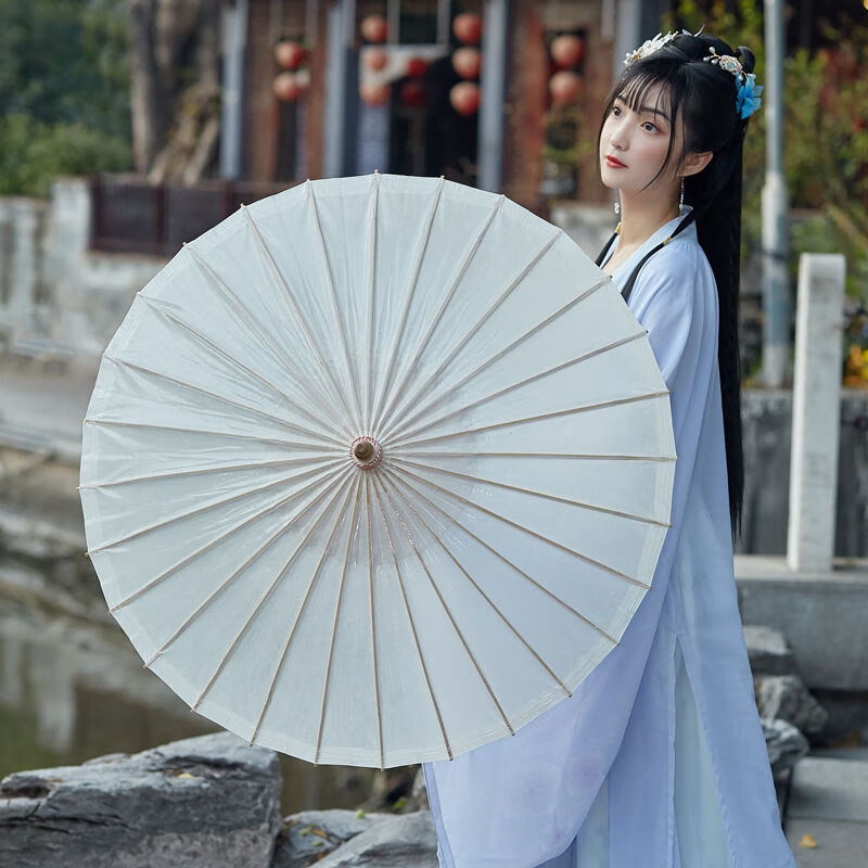 新品油纸伞yq纯色油纸伞女汉服道具舞蹈伞古风防雨实用伞古装伞古代伞