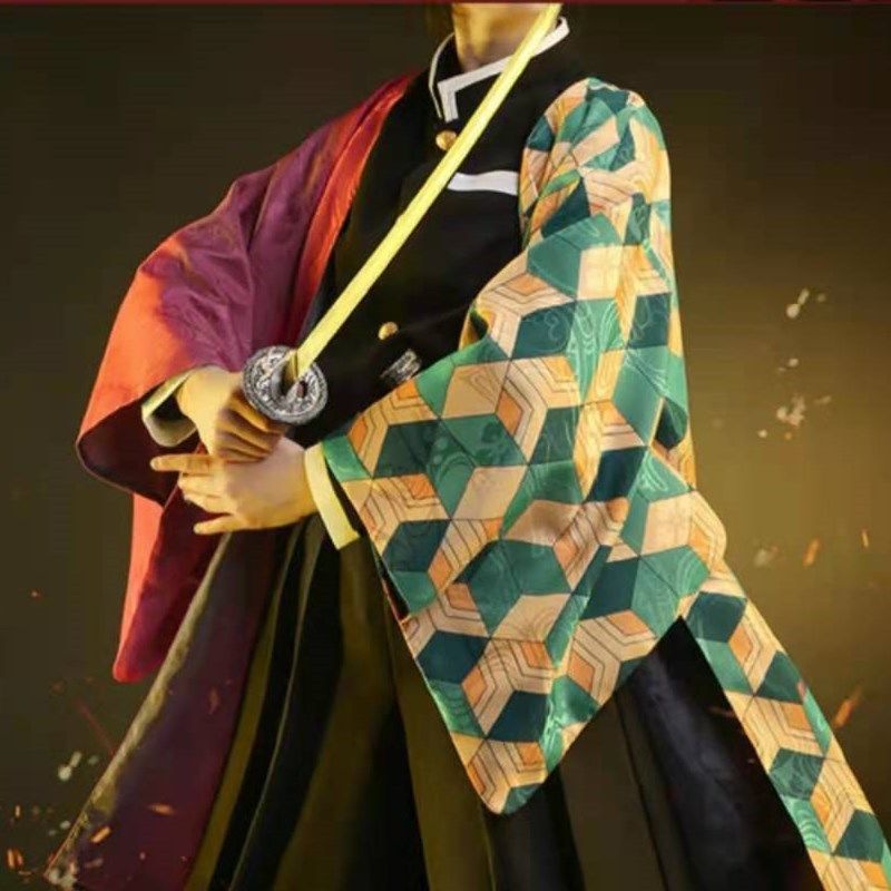 鬼灭之刃服富冈义勇水柱万圣节鬼杀队服装羽织披风现货男 富冈义勇