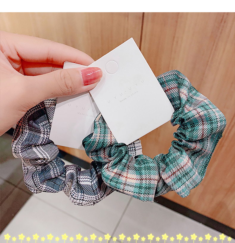 头绳猪大肠日系网红发绳法式布艺格子大肠圈复古发饰女 7#星野【图片