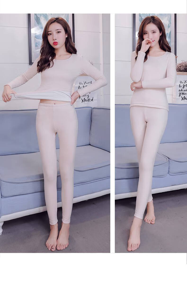 浪莎秋衣秋裤女纯棉套装少女初中学生冬加厚加绒保暖打底全衬衣裤线衣