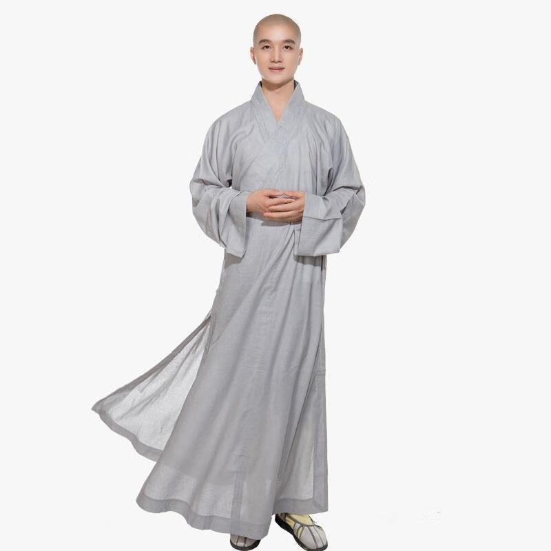 【断码当天发出】梵林佛教僧衣僧服四季超细棉麻大褂长褂 深灰色 38b