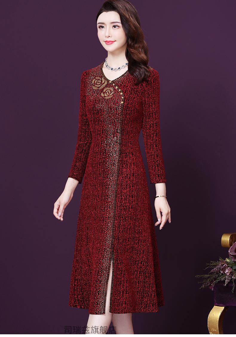 中老年人结婚衣服父母装礼服婚宴会参加婚礼妈妈装春秋装连衣裙礼新娘