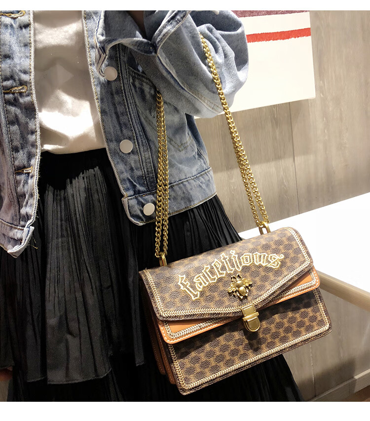 酷奇kuqi双g小蜜蜂小蜜蜂包包2022新款潮2022女包斜挎包女时尚链条包