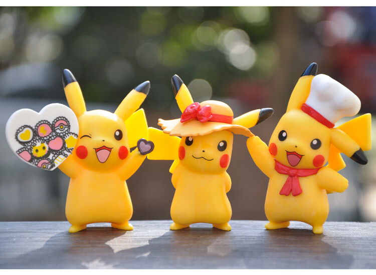 皮卡丘cos手办 宠物小精灵创意看书厨师cos皮卡丘玩偶盲盒桌面蛋糕