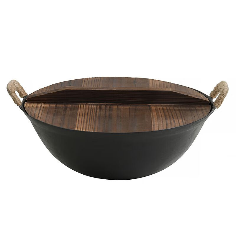 铁锅铸铁锅炒锅无涂层炒菜锅炒菜锅手工老式加厚生铁锅 双耳龟纹锅