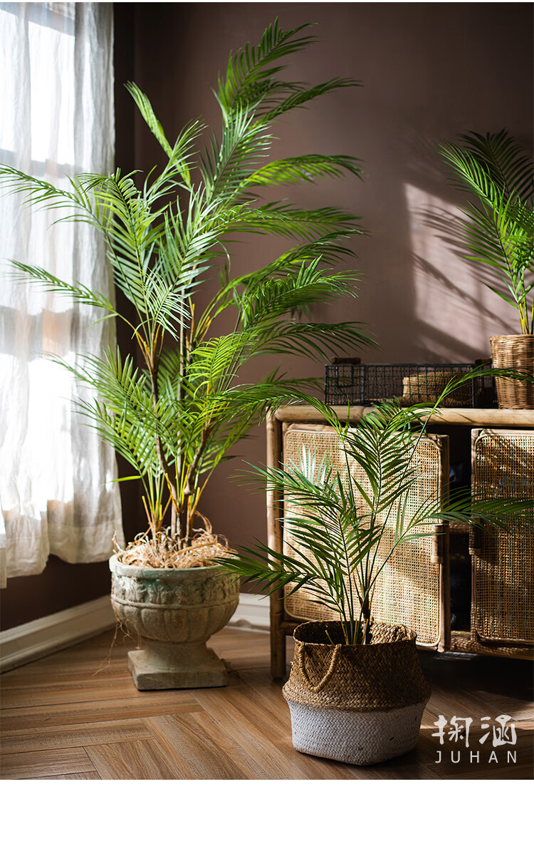 掬涵 散尾葵树仿真绿植物盆景大型北欧客厅落地装饰室内假盆栽家用