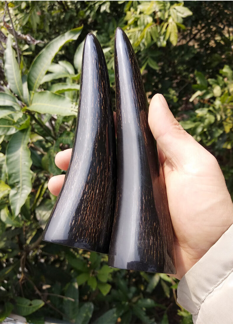 牛角摆件全实心牛角尖工艺品文玩手把件牛角摆件1517厘米