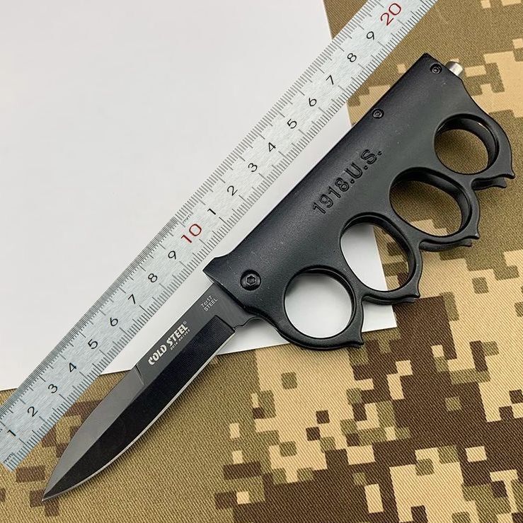 匕手 指虎带刀家用不锈钢水果刀高硬度户外野营求生折叠刀 新拳银